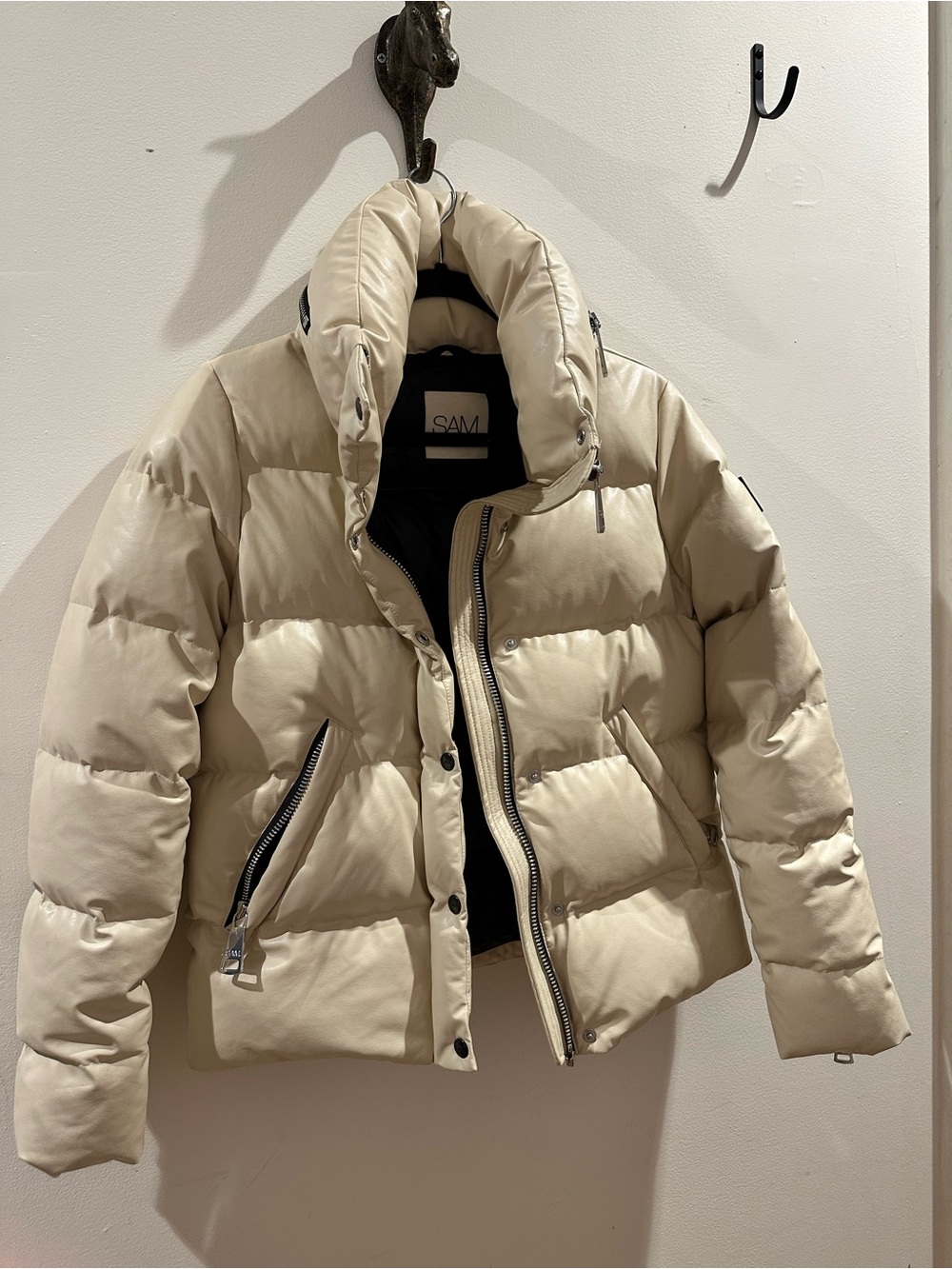 SAM. Cream Puffer Jacket with goose down feather